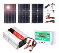 300W Solar Power System Kit (1 Set): 50W Monocrystalline Panel with Inverter for Car and 50A Charge Controller for Outdoors.(75W)