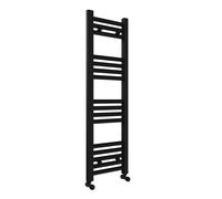300x1000mm Towel Warmer Flat, Wall Mounted Matte Black Plated Steel Bathroom Towel Rail Radiator, Suitable for Central Heating, Electric and Dual Fuel