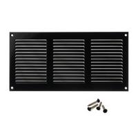 300x150mm / 12x6 inch Black Metal Ventilation Grille with Flyscreen - Air Vent Cover