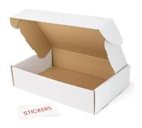 300x200x70 mm Shipping Boxes Small White Corrugated Cardboard Die Cut Box for Packing Mailing (10 pack with stickers)