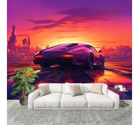 300x210 cm Home Decoration Panoramic Wallpaper Science Fiction Neon Lights Cars Removable Decor Photo Wallpaper Waterproof Stickers Neon Colors Living Room Bedroom Sofa TV Background Wall Mural