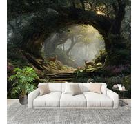 300x210 cm Murals Wall Covering Jungle Secret Deer Photo Wallpaper for Office Hotel Café Restaurant Living Room Green DIY Room Waterproof Decor Wallpaper Removable Peel and Stick