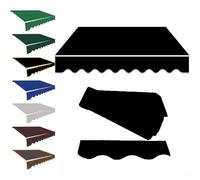 300x250cm Retractable Manual Awning Fabric Replacement, Black Sunshade Canopy for Balcony - in Antracite, Weather-Resistant Outdoor Shade Solution