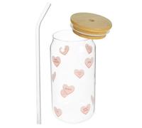 301-400ml Glass Cup Can Shaped with Wood Lid and Straw for Juice Milk