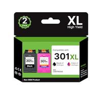 RUDGUZ 301 XL Ink Multipack Compatible with HP 301 301XL Printer Cartridges for HP Envy 4500 4504 5530 5534 for Deskjet 1510 1512 2512 2540 2544 for Officejet 4630 2620 2620 2622 2624(Black/Color)