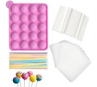 301Pcs Cake Pop Set, 20 Cavity Silicone Cake Pop Mould, Chocolate Lolly Maker,Silicone Cake Pop Mould with 100pcs Cake Pop Sticks, Bags, Twist Ties, Suitable for Chocolate and Candy Making