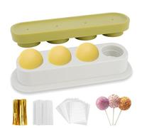 301pcs Round Cake Pop Mold Kit, 4 Cavity Circle Cakepop Making Shapes Press Cutter and Pusher Cake Pop Sticks and Wrappers Twist Ties Baking Tools Accessories for Lollipop Candies Chocolates Cookies