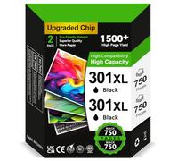 301XL High Yield Ink Cartridges Black - 2X 750+ Pages, Replacement for HP 301 Black Ink Cartridges Combo Pack, Printer Ink 301 XL for Envy 5530 4500 4504 4507 DeskJet 3050a 3050 OfficeJet 4630