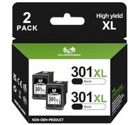 301XL Ink Cartridges High Yield Replacement for HP 301 Black Ink Cartridge, 301XL Black for 3050 1050 2544 4500 4504 2620 4630 4632 4634 Printer (2 Pack)