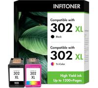 302 Ink Cartridges Black and Colour Compatible for HP 302XL 302 Ink Cartridges Combo Pack for HP302XL XL for HP Envy 4527 4520 4524 Deskjet 3630 3639 3632 Officejet 5230 3831 3830 5220 3833 Printer