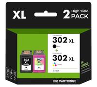 302 Ink Cartridges Black and Colour Replacement for HP 302 XL 302XL Ink Cartridges Combo Pack for HP Envy 4520 4527 4524 4523 OfficeJet 3835 3830 3831 4650 5230 DeskJet 3630 Printer, 2-Pack