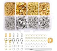 302 Pcs Jewellery Clasps Set, Key Chain Rings with Chain, Lobster Clasps with Jump Rings, Tweezer, Bracelet Clasps Necklace Connectors for Jewellery Making DIY Craft (Golden, Silver)
