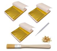 302-Piece Premium Gold Leaf Sheets Set, Gold Leaf Kit with Brush and Tweezers, Gold Foil Sheets for Gilding, Crafts, Furniture Restoration, Nail Art and Home Decoration