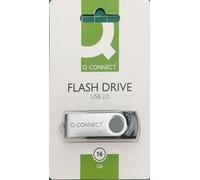 302005 Q-Connect USB 2.0 Swivel Flash Drive Silver/Black 16GB Pack of 5