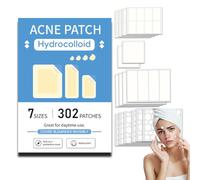 302pcs Large Pimple Patches - 7 Sizes Acne Patches - Hydrocolloid Bandages for Face - Spot Patches Pimple Stickers for Chin & Forehead Breakouts - Acne Treatment Suitable for All Skin Types