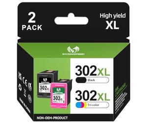 302XL Ink Cartridges Black & Colour Multipack - High Yield Replacement for HP 302 Ink - Compatible with DeskJet 3630 2130, Envy 4520, OfficeJet 3830 4650 Series Printers (2 Pack)