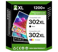 302XL Ink Cartridges Compatible for HP 302 XL for HP DeskJet 1110 1112 2100 2130 2132 2134 Envy 4520 4521 4522 4524 OfficeJet 3830 3831 3832 3833 3834 3835 3836 3838 printers (2-Pack)