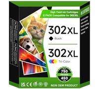 302XL Ink Cartridges for Original HP 302 Ink Cartridge Replacement Printer Ink 302XL Combo Pack for Envy 4520 4523 4524 4527 Deskjet 2130 3630 3636 Officejet 3830 3831 3835 (Black Colour)
