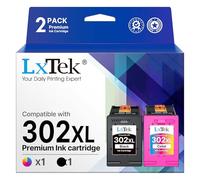 LxTek 302XL Ink Cartridges Replacement for HP 302XL for DeskJet 1110 2130 2134 3630 3632 3634 Envy 4520 4521 4522 4523 4524 Officejet 3830 3834 4650 4651 4652 4654 (Black Colour, 2-Pack)