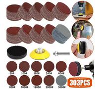 303Pcs 2 Inch Sanding Disc Kit Drill Rotary Tool With Backing Pad
