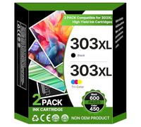 303XL 303 XLInk Cartridges Combo Pack Replacement for HP 303 303XL Ink Cartridges Black and Colour Compatible With HP Envy Photo 6200 6230 7100 7134 7234 6234 6220 7830 7130 Printer(2-Pack)