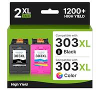 303XL Ink Cartridges Black and Colour Replacement for HP 303 303XL Ink Cartridges Combo Pack Compatible With HP Envy Photo 6200 6230 7100 7134 7234 6234 6220 7830 7855 7130 7120 7900 Tango X (2-Pack)