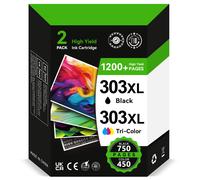 303XL Ink Cartridges Black and Colour Replacement for HP 303 Original Ink Cartridges Combo Pack, Printer Ink 303 for Envy Photo 7134 7830 6232 6230