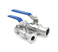 304/316L Stainless Steel Sanitary Straight Ball Valve 19/25/32/38mm Tri Clamp Ferrule 25.4/50.5/64mm Homebrew Diary Product(19mm x Ferrule25.4,SS304)
