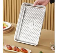 304 Grade Stainless Steel Sealed Storage Tray with Lid for Preserving Food For Freshness in Refrigerator Freezer and Home Kitchen (S)