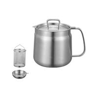 304 Nonrust Steel Container, 1.5L and mesh Basket | Large 304 Steel Built-in Fine Mesh Strainer for Reused Cooking Oils Storage, 2L Capacity Kitchen Tool