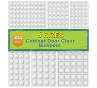 304 Pieces Clear Rubber Feet Bumper Pads, Buffer Pads Adhesive Rubber Feet, 6 Size Cabinet Door Bumpers - Round, Hemispherical, Square Noise-Dampening Bumpers for Drawers, Glass Non Slip