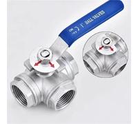 304 Stainless Steel 1/2 3/4 1 1-1/4 1-1/2 2 lnch Female Full Port L-Port 3 Way Ball Valve 1Pcs(1/2")
