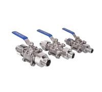 304 Stainless Steel 1/2 3/4 1 Inch Three Piece Double Outer Wire Welded Sleeve Ball Valve 1Pcs(1/2")