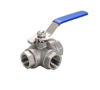 304 Stainless Steel 1/4 3/8 1/2 3/4 1 Lnch Female Full Port T/L-Port 3 Way Ball Valve 1Pcs(1/2",T-Type)