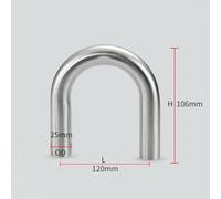 304 Stainless Steel 180° U-Bend Exhaust Elbow Pipe, Polished Automotive Grade, 1.5mm Wall Thickness, OD 19-51mm