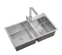 304 Stainless Steel 2-Compartment Commercial Sink - Undermount Double Bowl Utility Dish Tub for Kitchen Bar Restaurant - Easy to Clean Perfect for Food Prep (Size: 75)
