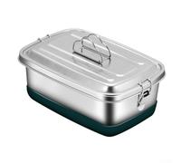 304 Stainless Steel 2000ml Two Tier Lunch Box with Strong Lid Lock and Full Perimeter Seal for Soup Salad and Snack Storage