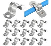 304 Stainless Steel 20mm/0.79 inch Two Hole U Pipe Strap Clamp - 30 Pcs Tension Clips for Water and Gas Pipe Fixing Bracket
