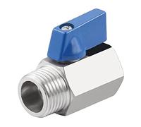 304 Stainless Steel 3/8'' Mini Ball Valve, 1Pcs Female x Male Thread with Blue Handle, High Temperature Resistant