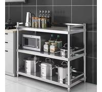 304 Stainless Steel 3-Tier Kitchen Storage Rack, Durable Shelving Unit & Work Table for Pantry, Garage, Basement - Heavy Utility Shelves (150x50x100cm)