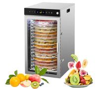 304 Stainless steel 360° Rotary Food Dehydrator Machine(10 Extra-Large Trays)800W Dual Fan,24 Hour Digital Timer 86℉-190℉ Temperature Control,Dryer for Beef Jerky,Fruits,herb,Vegetables,Dog Treats(16