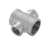 304 Stainless Steel 4 Way Pipe Fitting, 19mm x 11.5mm Female Reducing Adapter for Water, Fuel, Air, Oil, and Corrosive Liquid Pipe Connections