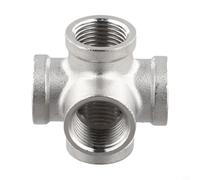 304 Stainless Steel 5-Way Cross Pipe Fitting Adapter with Internal NPT Threads for Industrial Plumbing Networks - 1/2 Inch(1/2 INCH)