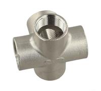 304 Stainless Steel 5-Way Cross Pipe Fitting Adapter with Internal NPT Threads for Industrial Plumbing Networks - 1/2 Inch(3/4 INCH)