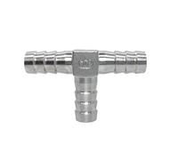 304 Stainless Steel 6-25mm Barbed Equal 3 Ways Tee Type Hose Fitting SS304 Water Pipe Joint Connector(16mm)