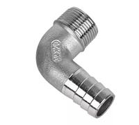 304 Stainless Steel 90 Degree Elbow Pipe Fitting Connector - Male Hose Barb,Compatible with 6-50mm Inner Diameter -1 pcs(1/2inch x14mm)