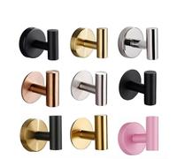 304 Stainless Steel Adhesive Wall Hooks Mounted Door Key Cloth Coat Hanger Kitchen Hardware Holder Waterproof Bathroom Hook(Screw-Rose Gold)
