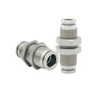 304 Stainless Steel Air Pneumatic Push in Fitting Bulkhead Straight Quick Connector Tube OD 4mm 6mm 8mm 10mm 12mm 14mm 16mm(Tube OD 12mm)