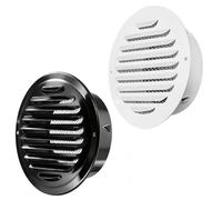 304 Stainless Steel Air Vents Cover, White/Black Louvered Grille Cover Vent Flat Ducting Air Vent Wall Inlet Round Ventilation Grill Screen Hood(Black,150mm)