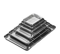 304 Stainless Steel Baking Tray with Pastry Cooling Grid Rack Nonstick Cake Pan Home Deep Oven Plates Kitchen Bakeware Tools(Tray 40 X 30 X 2.5cm)